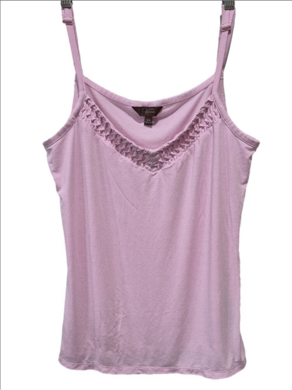 Jessica Pink Smocked V-Neck Camisole Top - Size M (10-12)